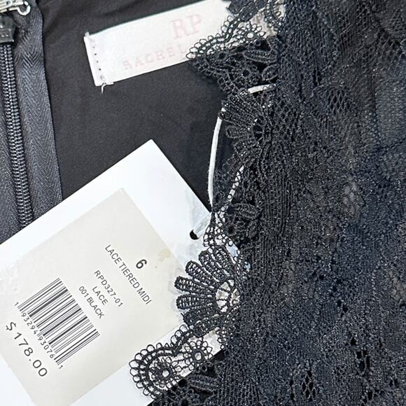 NWT Rachel Parcell Lace Tiered Midi Dress In Black - Picture 3 of 7